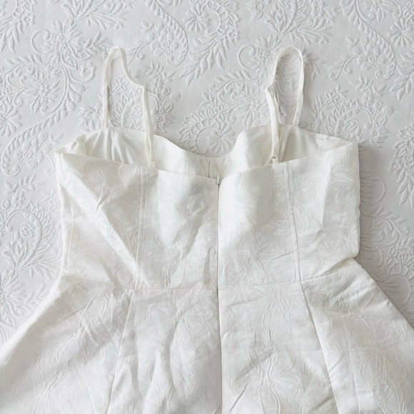 NWOT Lulus Meet for Tea White Jacquard Bustier Midi Dress With Pockets XLarge - Picture 5 of 8